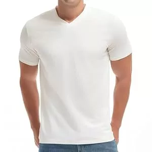 VEIISAR T-Shirts VEIISAR Herren V-Ausschnitt T-Shirt, 190g/m², Regular Fit, einfarbig, Stretch Material, weiches Basic Shirt (V8 Weiß M)