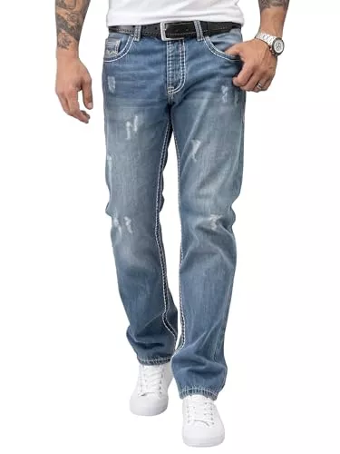 Rock Creek Jeans Rock Creek Herren Designer Jeans Hose Dicke Nähte Vintage Blau RC-2056