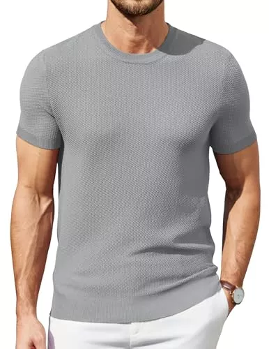 COOFANDY T-Shirts COOFANDY Tshirt Herren Kurzarm Strick T Shirt Sommer Oberteile Regular Fit T-Shirts für Männer