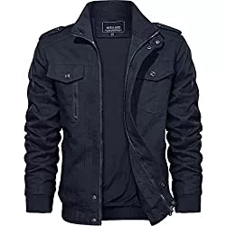 KEFITEVD Jacken KEFITEVD Herren Übergangsjacke Militär Jacke Stehkragen Fliegerjacke Baumwolle Blouson Bomber Jacke Multi Taschen Armeejacke US Feldjacke