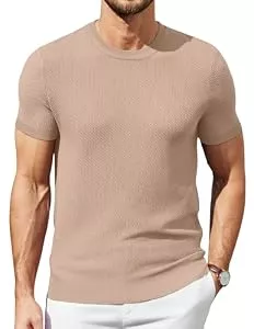 COOFANDY T-Shirts COOFANDY Tshirt Herren Kurzarm Strick T Shirt Sommer Oberteile Regular Fit T-Shirts für Männer