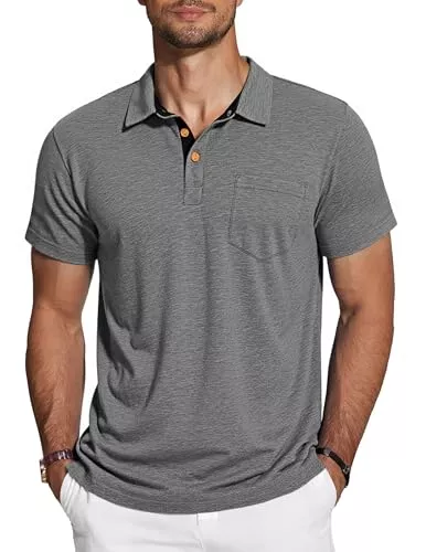 TARAINYA Poloshirts TARAINYA Poloshirt Herren Baumwolle Kurzarm Polo Shirts Männer Sommer mit Brusttasche Dunkelgrau M