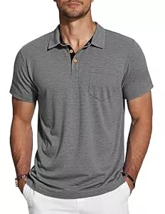 TARAINYA  TARAINYA Poloshirt Herren Baumwolle Kurzarm Polo Shirts Männer Sommer mit Brusttasche Dunkelgrau M