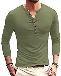 LVCBL Langarmshirts LVCBL Herren Langarm Shirts Atmungsaktiv Casual Langärmliges Tops Einfarbig Regular Slim Fit Henley Shirt