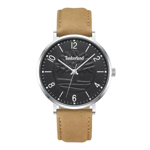Timberland Uhren Timberland Ripton Herren Armbanduhr mit einem Band aus Edelstahl und Leder, Farbe: Beige, Durchmesser der Uhr: 42mm, TDWGA0010904