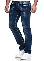 Code47 Jeans Code47 Herren Jeans Hose Herrenjeans Herrenhose Washed Jeanshose Designer Denim Denimjeans Straight Cut Regular Fit Stretch Basic Stretch Dark Grey/Blue W29-W38