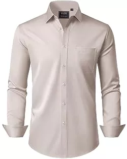 J.VER Hemden J.VER Hemd Herren Langarm Regular Fit Stretch Business Hemden mit Tasche | Bügelleichtes, Formal, Freizeit, Casual, Atmungsaktiv, für Hochzeit Outdoor Büro Urlaub, für Männer Freund Vater Bruder