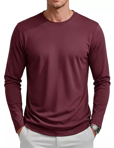 KEFITEVD Langarmshirts KEFITEVD T Shirt Herren Langarm Baumwolle Rundhals Basic Freizeit T-Shirt