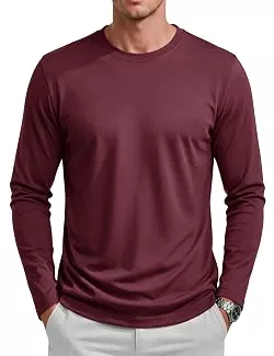 KEFITEVD Langarmshirts KEFITEVD T Shirt Herren Langarm Baumwolle Rundhals Basic Freizeit T-Shirt