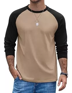 COOFANDY Langarmshirts COOFANDY T Shirt Herren Langarm Raglan Shirts mit Rundhals