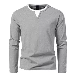 HOTIAN Langarmshirts HOTIAN Herren Langarmshirts mit V-Ausschnitt Basic Pullover Henley Shirt Oberteile Freizeit Sweatshirt T-Shirt für Männer