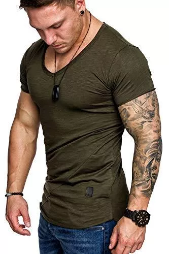 Amaci&amp;Sons T-Shirts Amaci&amp;Sons Oversize Herren Vintage T-Shirt V-Neck Basic V-Ausschnitt Shirt