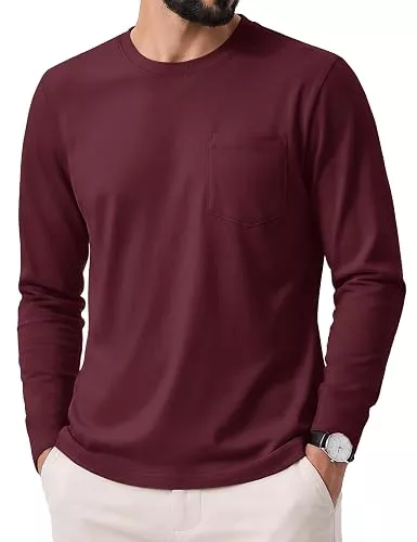Cavva Langarmshirts Cavva Herren T Shirt Langarmshirt mit Brusttasche Basic Longsleeve Tshirt