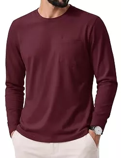 Cavva Langarmshirts Cavva Herren T Shirt Langarmshirt mit Brusttasche Basic Longsleeve Tshirt