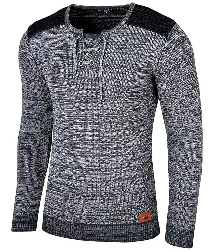 Baxboy Pullover & Strickmode Baxboy Herren Pullover Slim Fit V-Neck Strick-Pullover Rundkragen Moderner Männer schwarzer Pulli Longsleeve in Feinstrick Sweatshirt BB-52205