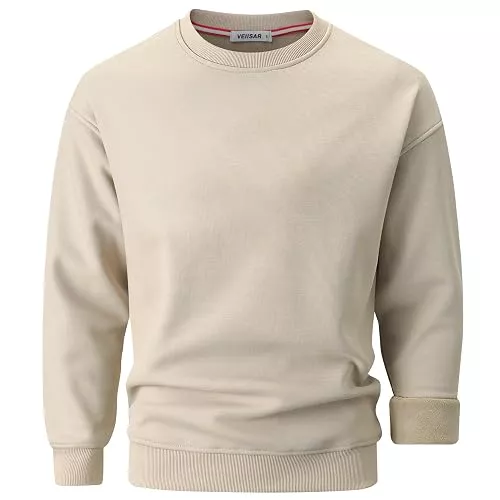 VEIISAR Pullover & Strickmode VEIISAR Herren Heavy Weight Pullover mit Rundhalsausschnitt,410g – Warmes Sweatshirt für Herbst &amp; Winter - Dickes Fleece-Innenfutter