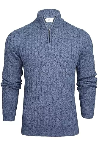 Xact Pullover & Strickmode Xact Herren-Pullover 1/4 Reißverschluss Stehkragen Troyer Rollkragenpullover, baumwollreicher Premium-Strickpullover Winterpullover für Arbeit Büro Freizeit, Zip-Neck Regular Fit
