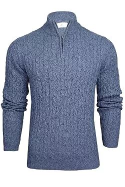 Xact Pullover & Strickmode Xact Herren-Pullover 1/4 Reißverschluss Stehkragen Troyer Rollkragenpullover, baumwollreicher Premium-Strickpullover Winterpullover für Arbeit Büro Freizeit, Zip-Neck Regular Fit
