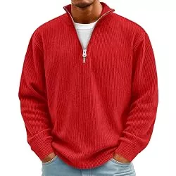 Generic Pullover & Strickmode Herren Rollkragenpullover mit Viertel-Reißverschluss Zip Pullover Warm Strickpullover Langarm Winterpullover Sweater Arbeitspullover Langarmshirt