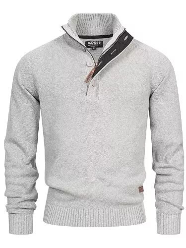 Indicode Pullover & Strickmode Indicode Herren INIsalu Strickpullover aus 70% Baumwolle mit Stehkragen