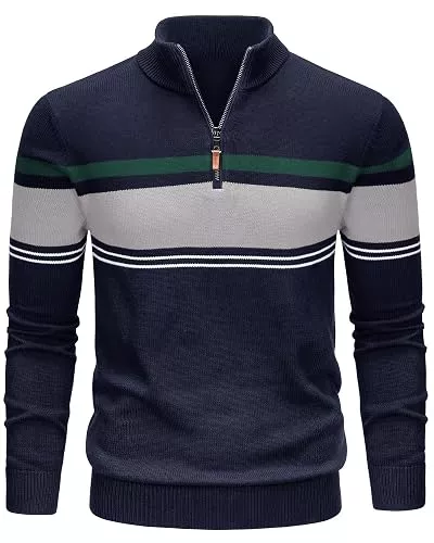 TACVASEN Pullover & Strickmode TACVASEN Pullover Herren Baumwolle Half Zip Strickpullover Winter Troyer