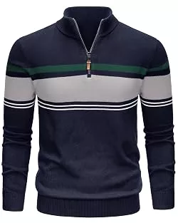 TACVASEN Pullover & Strickmode TACVASEN Pullover Herren Baumwolle Half Zip Strickpullover Winter Troyer