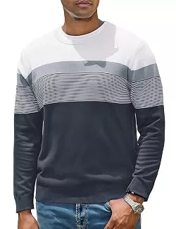 iClosam Pullover & Strickmode iClosam Pullover Herren Gestreift Strickpullover Rundhals Streifenpullover Winter Herrenpullover Freizeit Pulli Männer Regular Fit Sweatshirt für Herren
