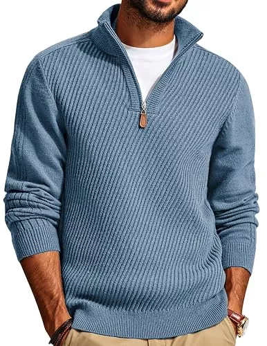 PJ PAUL JONES Pullover & Strickmode PJ PAUL JONES Herren Rollkragenpullover 1/4 Zip Troyer Pullover Langarm Strickpullover mit Turtleneck Sweater Pulli Winterpullover