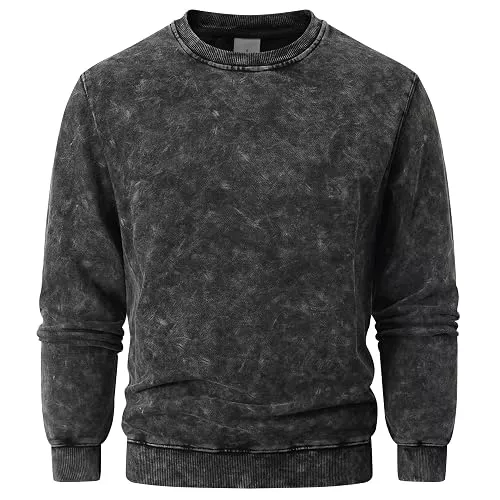 BasicNote Pullover & Strickmode Herren Sweatshirt Heavyweight Used-Look 380 GSM 100% Baumwolle