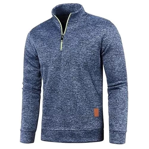 Aoouekul Pullover & Strickmode Half Zip Pullover Herren Ohne Kapuze Männer für Solid Arbeitspullover Oversize Winter Sport Arbeitspullover Sweater Men Alphanumerisch