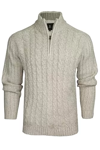 Xact Pullover & Strickmode Xact Herren 1/4 Zip Stehkragen Cable Strickpullover, mittleres Gewicht, 2-Farbiger Twist
