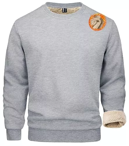 MAGCOMSEN Pullover & Strickmode MAGCOMSEN Herren Winter Sweatshirt Fleece Pullover Gefüttert Sport Pulli Warm Langarm Shirt mit Rundhalsausschnitt
