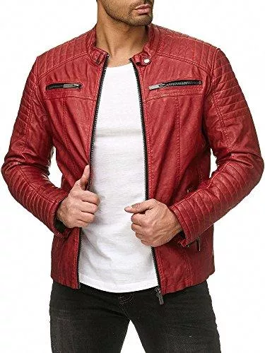 Redbridge Jacken Redbridge Red Bridge Herren Biker Kunstleder Jacke mit gesteppten Bereichen XS-5XL R-41451W