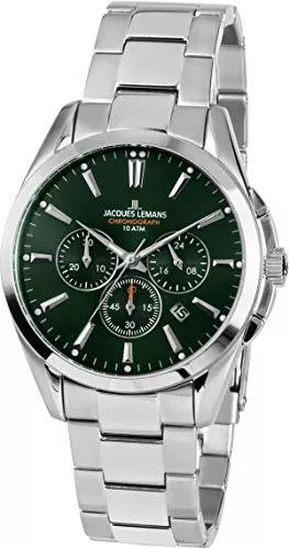 JACQUES LEMANS Uhren JACQUES LEMANS Herrenuhr Derby Metallband massiv Edelstahl Chronograph 1-1945F