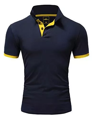 Amaci&amp;Sons Poloshirts Amaci&amp;Sons Herren Poloshirt Basic Kontrast Kragen Kurzarm Polohemd T-Shirt