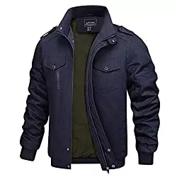 TACVASEN Jacken TACVASEN Herren Übergangsjacke Baumwolle Cargo Jacke Leicht Stehkragen Fliegerjacke Military Windbreaker mit Multi Taschen