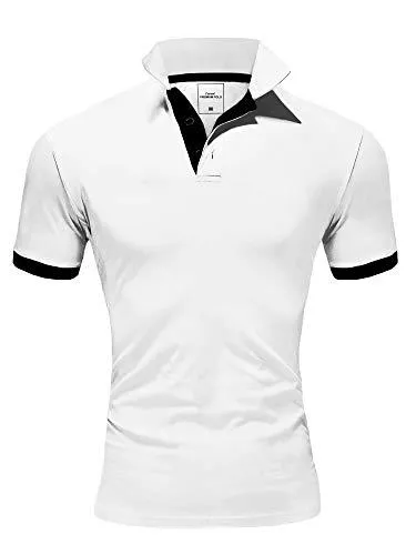 Amaci&amp;Sons Poloshirts Amaci&amp;Sons Herren Poloshirt Basic Kontrast Kragen Kurzarm Polohemd T-Shirt