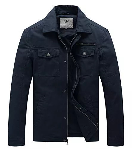 WenVen Jacken WenVen Herren Militär Übergangsjacke Klassisch Fracht Jacke Frühling Herbst Reverskragen Reißverschluss Windbreaker Mantel Cargo Stiel Oberbekleidung