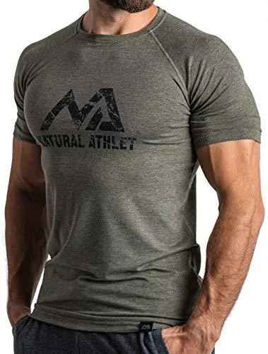 Natural Athlet T-Shirts Natural Athlet Fitness Tshirt für Herren - Langes schnelltrocknendes Gym Slim-Fit T-Shirt - Krafttaining und Sport