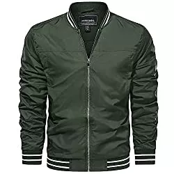 KEFITEVD Jacken KEFITEVD Bomberjacke Herren Leichtes Blouson Sommerjacke mit Gestreiftem Bund Innentasche Sommer Herbst Bomber Jacke