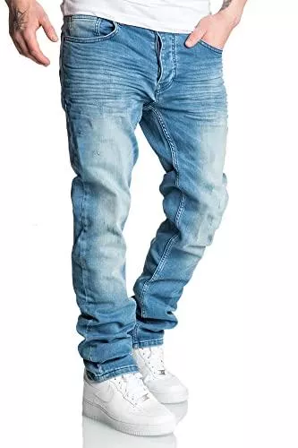 Amaci&Sons Jeans Amaci&Sons Herren Basic Jogger Jeans Regular Slim Denim Hose Destroyed 7978C