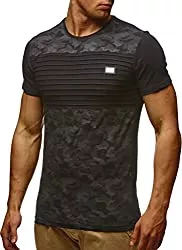 LEIF NELSON T-Shirts Leif Nelson Herren Sommer T-Shirt Rundhals-Ausschnitt Slim Fit Baumwolle-Anteil Moderner Männer T-Shirt Crew Neck Hoodie-Sweatshirt Kurzarm lang LN405