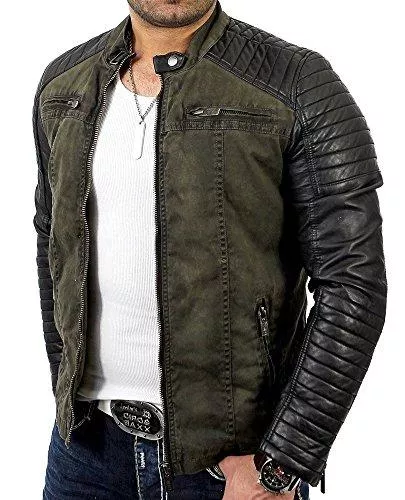 Redbridge Jacken Redbridge Red Bridge Herren Biker Kunstleder Jacke mit gesteppten Bereichen XS-5XL R-41451W