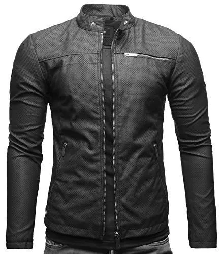 Crone Jacken Crone Vego Herren Eco-Lederjacke Cleane Leichte Slim Fit Basic Jacke Vegan