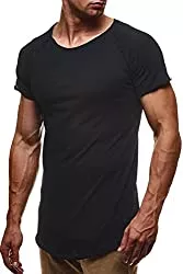 Leif Nelson T-Shirts Leif Nelson Herren Sommer T-Shirt Rundhals-Ausschnitt Slim Fit Baumwolle-Anteil Moderner Männer T-Shirt Crew Neck Hoodie-Sweatshirt Kurzarm lang