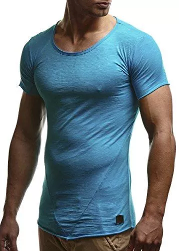Leif Nelson T-Shirts Leif Nelson Herren Sommer T-Shirt Rundhals-Ausschnitt Slim Fit Baumwolle-Anteil Moderner Männer T-Shirt Crew Neck Hoodie-Sweatshirt Kurzarm lang