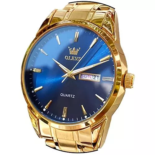 OLEVS Uhren OLEVS Uhren Herren Gold Schwarz Quarzwerk Uhr Männer Datum Kalender 3ATM Wasserdicht Leuchtende Armbanduhr Klassische Luxus Elegantes Geschenk