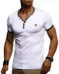 LEIF NELSON T-Shirts Leif Nelson Herren Sommer T-Shirt V-Ausschnitt Slim Fit Baumwolle-Anteil Moderner Männer T-Shirt V-Neck Hoodie-Sweatshirt Kurzarm lang LN1330