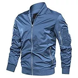 KEFITEVD Jacken KEFITEVD Herren Bomberjacke Leichte Dünne Übergangsjacke Casual Freizeit Jacke US Militär Fliegerjacke mit Stehkragen Herbst Frühling Blouson