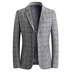 YOUTHUP Blazer YOUTHUP Herren Slim Fit Sakko Klassisch Kariert 2 Knöpfe Anzugsjacke Freizeit Blazer